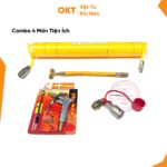 Combo 4 SP 259K (Khớp Nối Góc Bình Hơi+Dây Hơi Xoắn OK JAPAN 3m+Xì Khô 3 Đầu Đồng+ Bơm Lốp 2 Đầu)