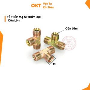 Tê Thép Mạ Xi- Nối Thủy Lực 3 Đầu Ren Ngoài
